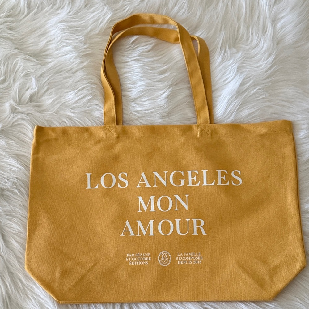 Brand New Sezane Mustard Yellow Tote Bag LA Mon Amour Tote
